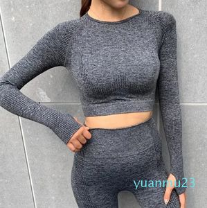 Yoga Kıyafetleri Kadınların Kesintisiz Yoga Gömlek Üstü Üst Uzun Kollu Kadın Yoga Egzersiz Fitness Giyim Sporları Top Sweatshirt