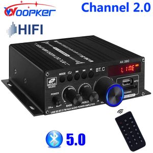 New Woopker Sound Amplifier Channel 2.0 HIFI Bluetooth Amp Home Digital Audio 12V3A AK380 AK370 AK280 AK270 AK170 for Car Bass Trebl