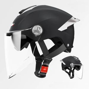 Bisiklet Kapakları Maskeler Motosiklet çift lens Açık Yüz Yarım Kask Abs Dot Autocycle Yol Race Güvenlik Başlık Motosiklet Araç Capacete 231122