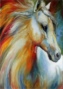 Новая ручная роспись лошади маслом абстрактная белая лошадь холст, написанный для украшения стены6971018