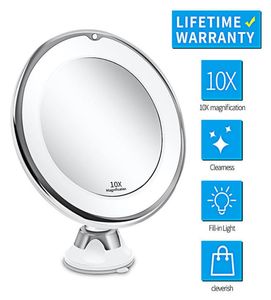 Makeup mirror with light LED fill 10 times magnification suction cup folding threecolor usb direct charging6204793