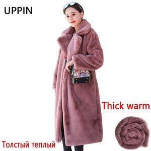 Women's Fur Faux Winter Women High Quality Rabbit Coat Luxury Long Loose Lapel OverCoat Thick Warm Plus Size Female Plush 231122