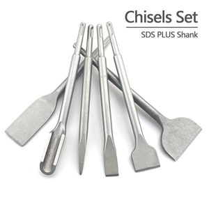 Drill Bits 250mm Chisel Set SDS Plus Shank Electric Hammer Bit Point Groove Flat Masonry Tools for Concrete Brick Wall Rock 231122