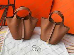 Tasarımcı kadın MINI kova çanta orijinal dana derisi el yapımı çanta bilek akşam omuz çantası Crossbody çanta turuncu kutu altın gümüş metal 10A Üst uç kalite