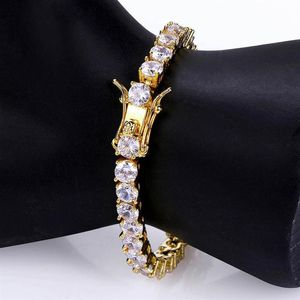 Hip hop tenis bilezik bling moissanit elmas bling 18k gerçek altın kaplama erkek kadın takı 4mm 5mm 6mm299t