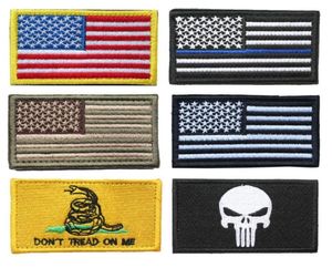 Нашивки с флагом США, комплект из 100 штук, американский тонкая синяя линия, полицейский флаг Don039t, Tread On Me, череп, вышитый значок боевого духа, патч 2469329