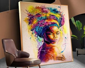 Акварельный портрет африканской женщины, картина маслом на холсте, современный настенный художественный постер и принты, графические фотографии, украшение комнаты4048289
