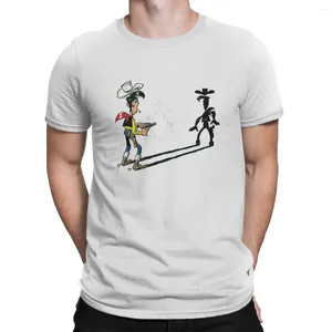Erkek Tişörtleri Şanslı Luke Karikatür Serin Çizim Gömlek Polyester Grunge Erkekler Yaz Giyim Harajuku O-Neck Tshirt