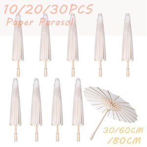 Şemsiye 102030pcs kağıt parasol 6080cm Çin Beyaz Şemsiye Pografi Bebek Duş Partisi Düğün Rustik 231123