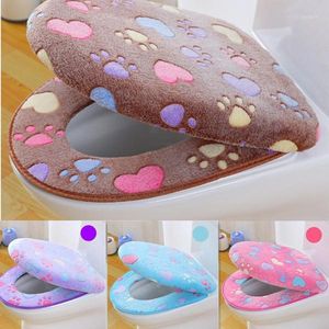 Toilet Seat Covers Thick Coral Velvet Cover Set Soft Warm One / Two-piece Case Waterproof Bathroom WC