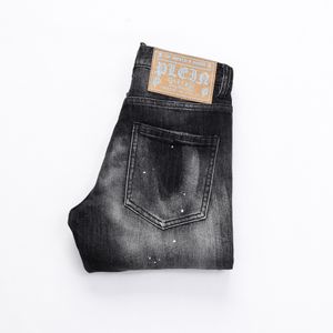 Plein Bear Men's Jeans's Classical Fashion PP Man Джинсовый брюки рок-звезда подходит мужские повседневные дизайны разорванные джинсы.