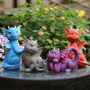 Decorações de Natal Legal Dragão Estátuas de Jardim Estatuetas de Bebê e Resina Roxo Dinossauro Arte Escala Escultura Decoração de Casa Figuras de Mesa 231124