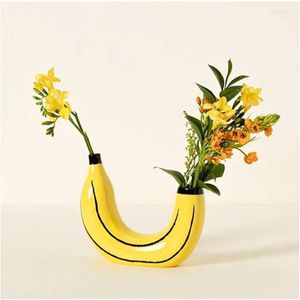 Вазы бананообразная ваза цветок декоративный дизайн двойного открытия домашняя гостиная для декора