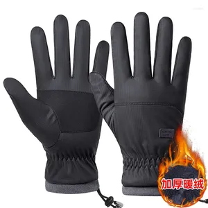 Cycling Gloves Winter Thermal Black Touch Screen Fingers Warm Anti-Slip Windproof Waterproof Riding Running Work For Men