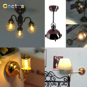 Doll House Accessories 1PCS 1/6 1/12 Scale Dollhouse Lights Miniature LED Wall Sconce Lamp Battery Operated With ON/OFF Switch Lighting Accessories 231123