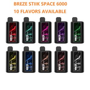 Местный склад Original Space 6000 затяжек Одноразовая сигарета Vape Breze Stiik Электронная сигарета Vape Pen Аккумулятор 1500 мАч Нет необходимости подзарядки Светодиодный индикатор 13 мл Легко в пути