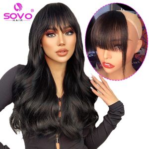 Bangs SOVO Human Hair Bangs 3 clips in Straight European Remy Natural Human Hair Fringe Blonde Brown Color 8 inch 20g Front Bang 231123