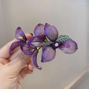 Pinzas para el cabello para mujer, horquilla de Iris elegante a la moda, accesorios nupciales, decoración de Clip de primavera con flores 3D, Tiara de joyería romántica