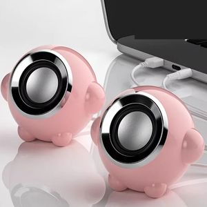 Computer Speakers Pink Computer Speakers For PC Laptop Speakers USB 3.5mm Wired Music Play HIFI Stereo With Microphone For TablePC Laptop 231123