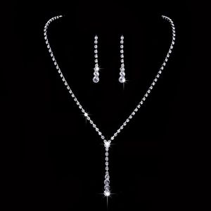 Göz kamaştırıcı rhinestones gelin takı setleri düğün gümüş kristalleri kolye küpe seti kadın aksesuarları balo elbise resmi etkinlikler jewerly set hediye cl2582