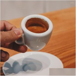 Cups Saucers Nuova Point Professional Competition Level Esp Espresso S Glass 9Mm Thick Ceramics Cafe Mug Coffee Cup Saucer Sets Dr Dhl6H
