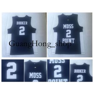 GH En Kalite 2 Devin Booker Moss Point Lisesi Jersey Kolej Basketbol Formaları Blue Ed Spor Gömlek Nadir