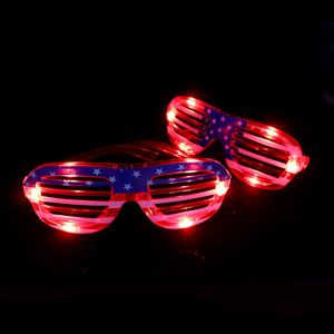 4 de julho Partido Bandeira americana Dia da Independência Óculos de LED EUA Patriótico Iluminação Óculos Obturador Óculos Vermelho Branco e Azul Acessório