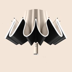 Зонты 10 костей, большой ветрозащитный деловой зонт для мужчин и женщин, автоматический реверсивный складной 231123
