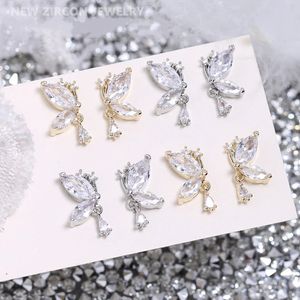 Tırnak Sanat Dekorasyonları 20pc/Lot Elf Prenses Alaşım Tırnak Dekorasyonları Yarım Kristal Peri Kanadı Rhinestone Kolye Takıları Yarı Basak Butterfly Tırnak Uçları Süsleme 231123