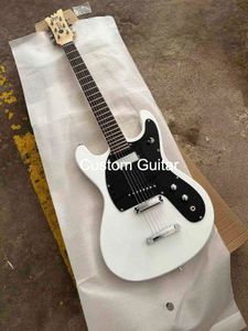 Özel 1965 Ventures Style Electry Guitar Mosrite Sıfır Fret JRM JOHNNY RAMONE BLACK Pickguard Chrome Donanım