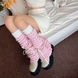 Mulheres meias perna mais quente 2000s feminino estético bolha joelho meias altas bonito kawaii lolita boot punhos capa para streetwear