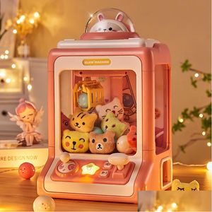 Kids Coin-Operated Mini Claw Machine - DIY Music Toy Crane with Dolls for Christmas, Home Game Arcade Style