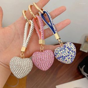 Anahtar zincirleri moda tam yapbimlik kalpli deri kayış çantası cazibe kolye anahtarları araba anahtar zincir yüzüğü kadın çiftler hediye takılar