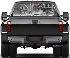 SUV kamyon van aracı için 1pcs Araba arka cam çıkartmaları geyik grafik siyah beyaz çıkartma - evrensel çizik gizli araba etiketi en iyi hediye