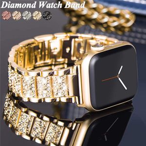 Bling Diamond Strap para Apple Watch Band 40mm 45mm 44mm 41mm 42mm 38mm Women Metal Bracelet belt for Iwatch Series 7 SE 6 5 4 3