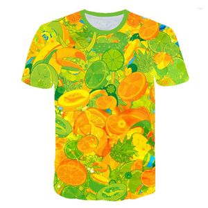 Erkek Tişörtleri Yaz Tops 2023 Kadın/Erkek Gömlek 3D Turuncu Ananas Limon Karikatür Baskı Kısa Kollu Komik Sevimli Tee Tshirt