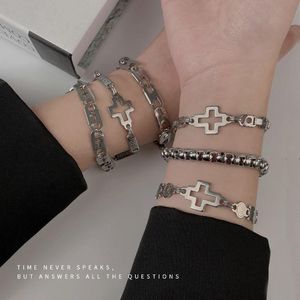 Связанные браслеты цепь хип-хоп титановый стальный металлический перекрестный браслет для женщины Мужчина Панк Сплайсин Сплайсин