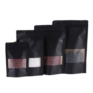 Paketleme çantaları ayağa kalkma siyah kağıt buzlu pencere kendi mühür çantası yeniden kapatılabilir atıştırmalık bisküvi kahve hediyeleri ısı sızdırmazlık ambalaj poşetleri dhlvm