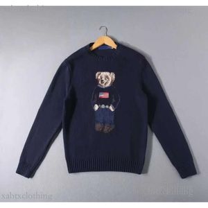 Горячая распродажа, известный бренд, дизайнерские мужские свитера Ralph, свитер-поло, женский пуловер Lauren, пуловер с медведем с круглым вырезом, вязаный, с длинным рукавом, повседневный с принтом