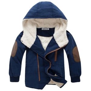 Jaquetas inverno garotos grossos 2023 roupas quentes jaqueta infantil mais veludo garoto acolchoado com capuz do comprimento médio snowsuit 231124