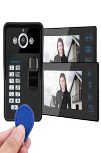 Diğer kapı donanımı 7in parmak izi rfid şifre video intercom 2 monitör HD kablolu akıllı kapı zili erişim sistemi100240v4149299