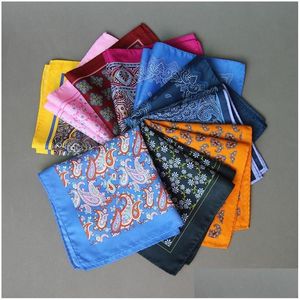 Mendil 34 x cm Erkekler Paisley Çiçek Nokta Cep Square Sıradan Hankies takım elbise için büyük boy damla teslimat ev bahçe tekstilleri dh4tf