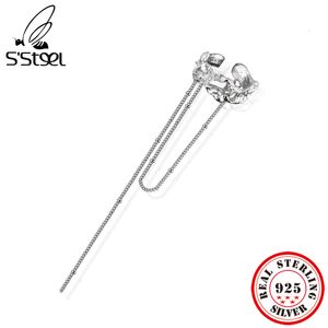 BUFF EAR S'STEEL 925 Clipe de cadeia de prata esterlina em Earings Brincos de manguito de orelha de borla para mulheres Designer de luxo Jóias finas 230425