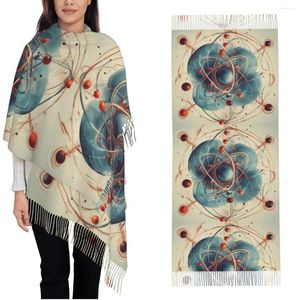 Шарфы «Атомы на работе», химическая шаль для женщин, зимний теплый большой мягкий шарф, шейный платок с кисточками