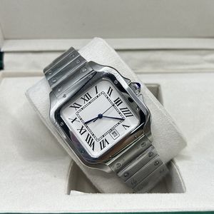 Square Watch Lüks Erkekler İzle 40mm Ceneva Orijinal Paslanmaz Çelik Kılıf İnek Kemeri Otomatik Mekanik Hareket Saat Tasarımcısı Erkekler Saat Montre Saat