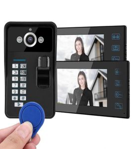 Другое дверное оборудование 7-дюймовый RFID-пароль с отпечатком пальца, видеодомофон, 2 монитора, HD-проводной интеллектуальный дверной звонок, система доступа100240V5194831