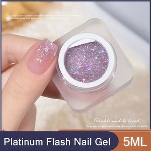 Гель для ногтей 8 цветов Сердце океана консервирование красочные блестящие кусочки гель-лака для ногтей 5 мл клей для ногтей Platinum Flash Nail Art Gel 231124