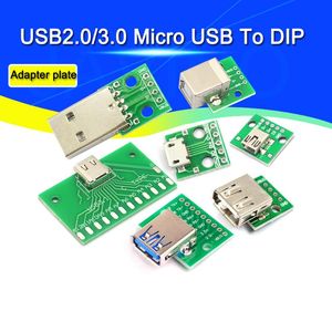 Aydınlatma Aksesuarları Diğer 5 /2pcs USB Erkek Konnektörü /Mini Mikro Dip Adaptör Kartı 2.54mm Dişi B Tip-C USB2.0 3.0 PCB Dönüştürücü