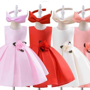 Completi di abbigliamento Neonate Abiti da principessa con fiori Gonne piuttosto soffici Elegante abito da festa di compleanno Costumi per spettacoli di pianoforte per bambini