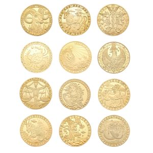 12 takımyıldızlar altın kaplama fiziksel hatıra parası tahsil edilebilir hediye antika hatıra paraları parti lehine